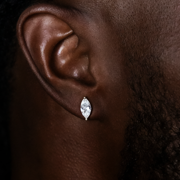 Pendientes de oro blanco con diamantes talla marquesa de 5 mm