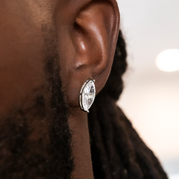 Pendientes de Oro Blanco con Diamantes de Talla Marquesa de 7 mm