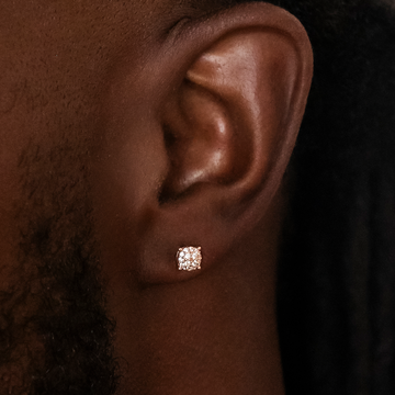 Pendientes redondos pavé de 5 mm en oro amarillo