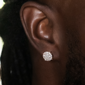 Pendientes redondos Pave de 10 mm en oro rosa