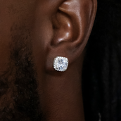 Pendientes GLD de 10mm con Corte Cojín en Oro Blanco