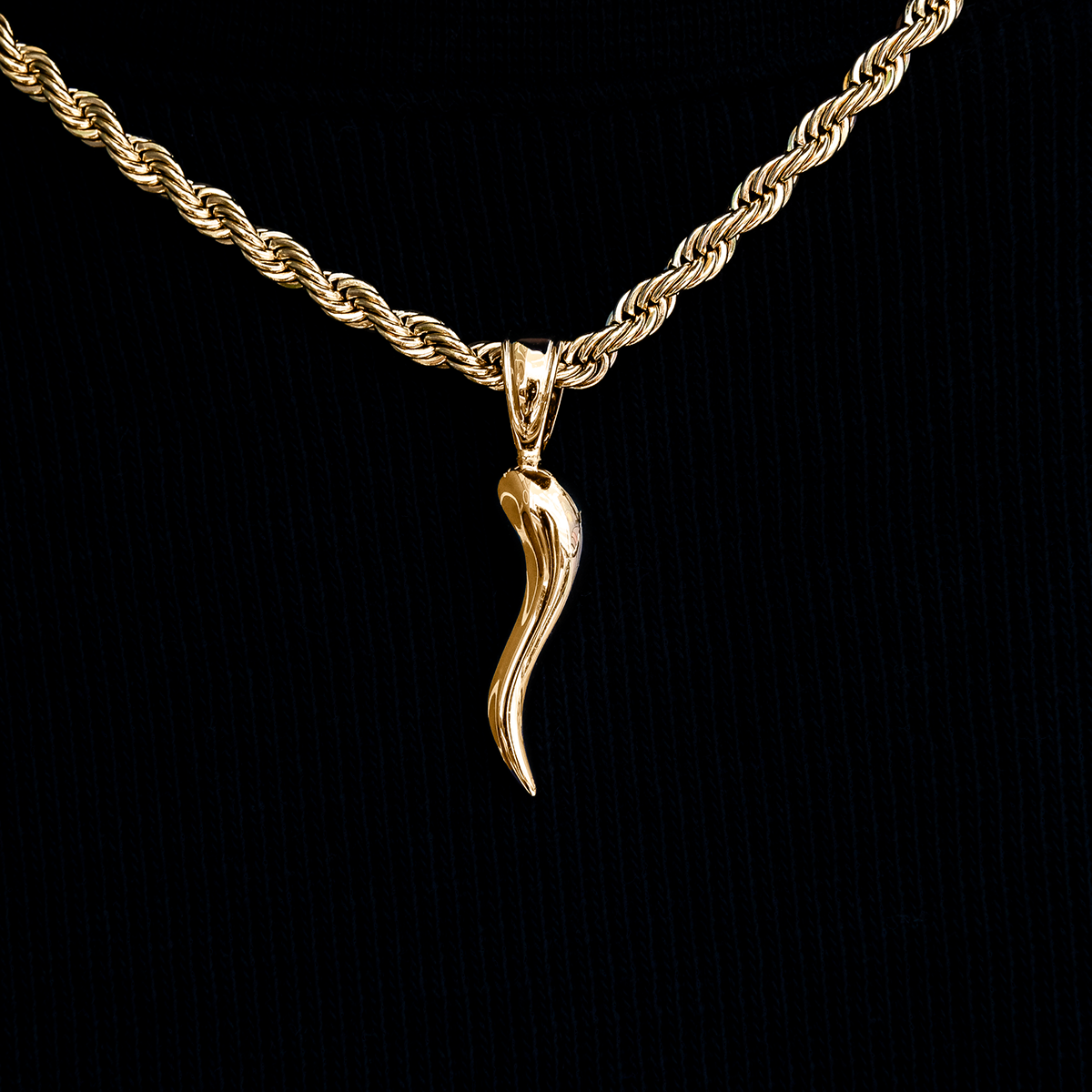 Gold italian horn and chain discount