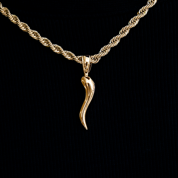 Italian Horn Pendant in Yellow Gold