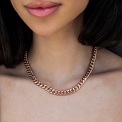 Cadena Cubana de Eslabones Miami de Oro Rosa - 8mm
