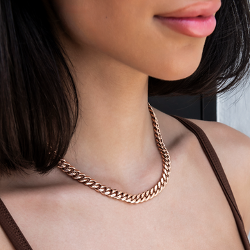 Cadena cubana estilo Miami en oro rosa - 8 mm