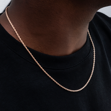 Cadena de cuerda en oro rosa - 2mm