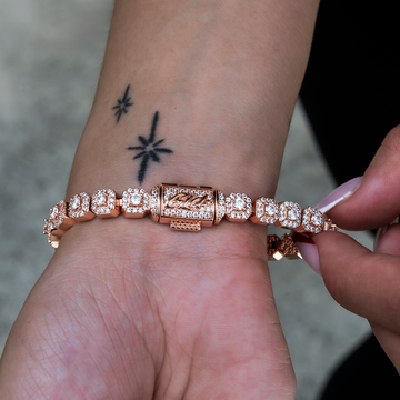 Pulsera de tenis microengastada en oro rosa