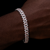GLD Diamond Prong Cuban Bracelet in Rose/White Gold- 8.5mm