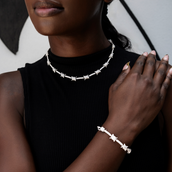 Conjunto de collar y pulsera Iced Barbed Wire en oro blanco