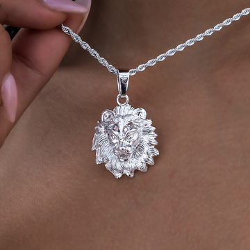 Micro Lion Pendant in White Gold