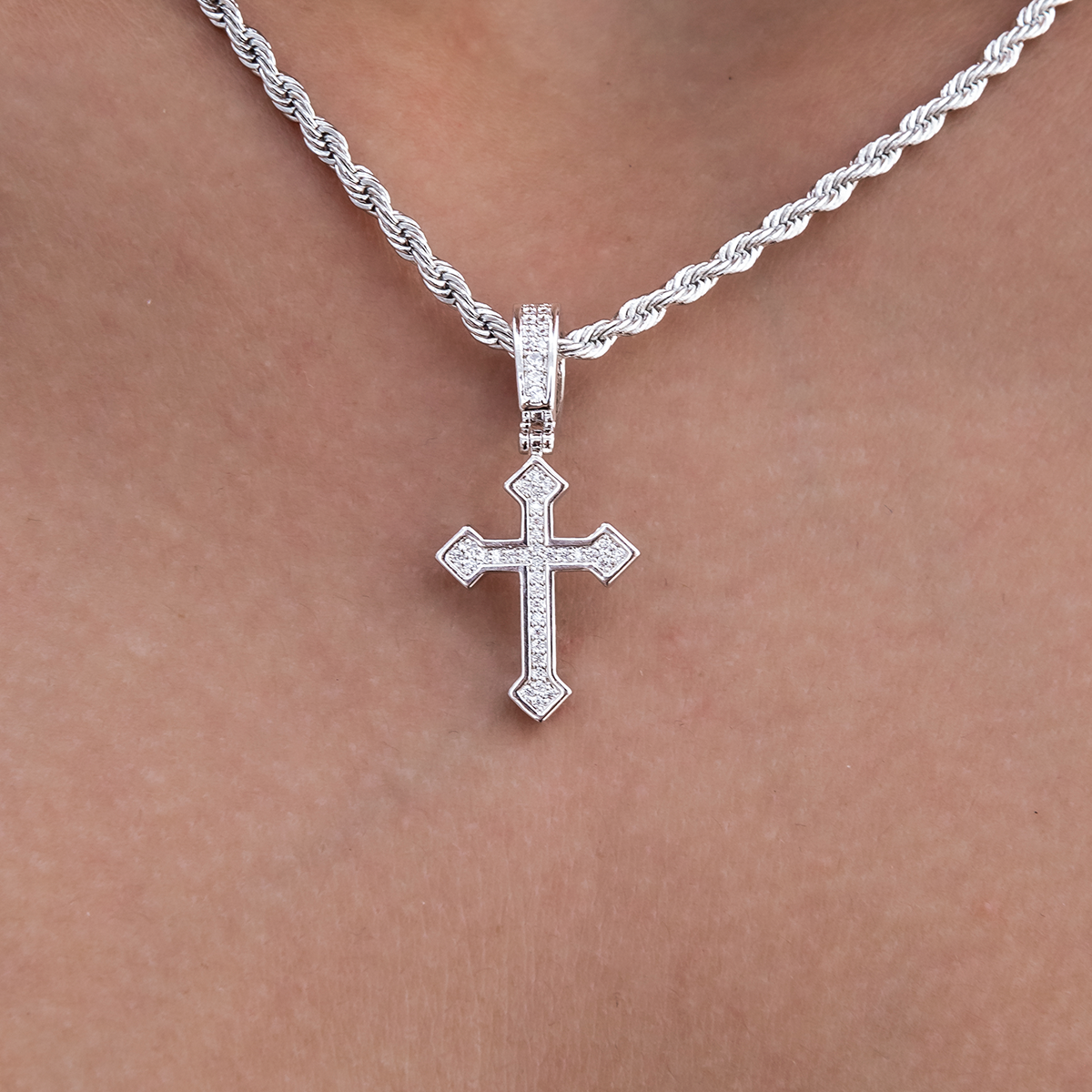 Micro Iced Celtic Cross in White Gold The GLD Shop