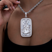 Colgante de pastor con icono grande en oro blanco