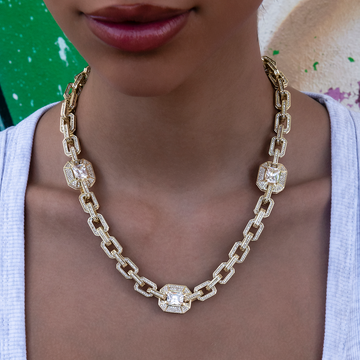 Gargantilla eslabonada de oro amarillo con diamantes Diamond Rock