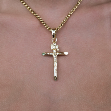 Large Crucifix Cross Pendant in Yellow Gold