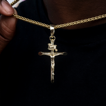 Large Crucifix Cross Pendant in Yellow Gold