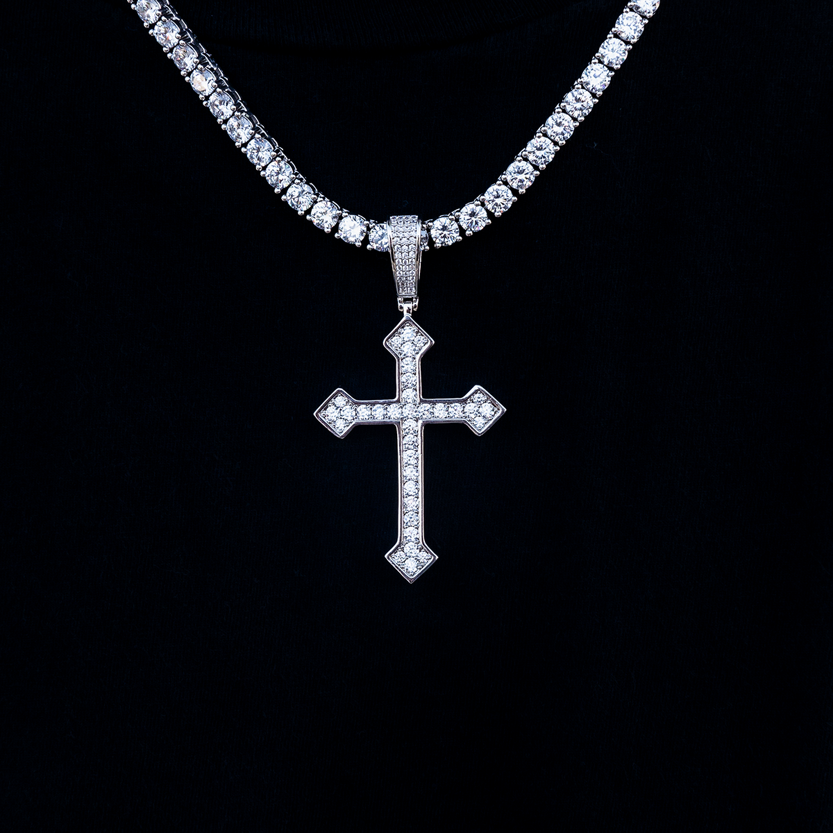Large Iced Celtic Cross in White Gold The GLD Shop