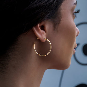 Pendientes de aro lisos de oro amarillo