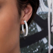 Pendientes de aro Baguette en oro blanco