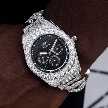 42MM Alpha Era® Totalmente Helado con Banda de Eslabones de Punta de Diamante