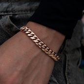 Pulsera cubana Miami de oro rosa - 8 mm