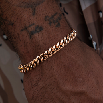 Pulsera cubana Miami de oro rosa - 8 mm