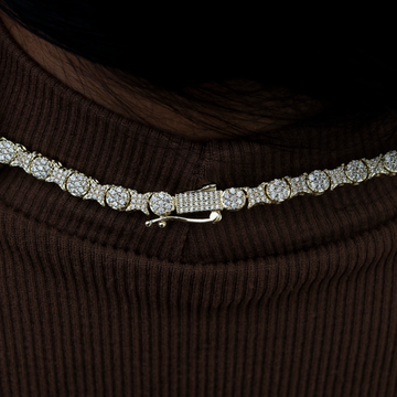 Round Pave Star Link Necklace- 6mm