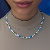 Collar de Tenis con Piedras Reales Corte Ovalado Mixtas Multicolor - 5 mm