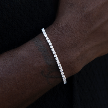 Men's Moissanite Diamond Tennis Bracelet in White Gold Vermeil- 3mm