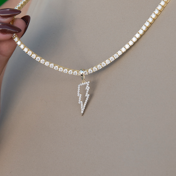 Women's Moissanite Diamond Micro Lightning Bolt Pendant in Yellow Gold Vermeil