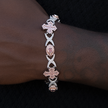 Pulsera de Baguette con Ojo Turco en Oro Rosa