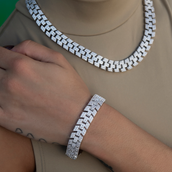 Collar + Pulsera de Espina de Diamante en Oro Blanco