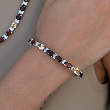 Pulsera de piedras en tonos marrones con corte ovalado multicolor - 5 mm