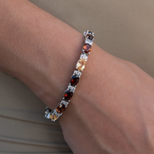 Pulsera de tenis de piedras marrones tonales con corte ovalado mezclado multicolor - 5 mm