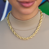 Collar de cuerda de oro amarillo - 8 mm