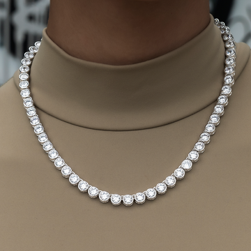 Collar tenis biselado de oro blanco - 5 mm