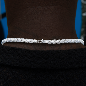 Paquete de cadena y pulsera de eslabones de serpiente con pavé de diamantes en oro blanco - 6 mm
