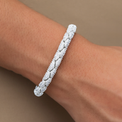 Diamond Pave Snake Link Bracelet in White Gold-6mm