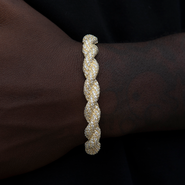 Pulsera Brazalete de Cuerda de Diamantes en Oro Amarillo - 10mm