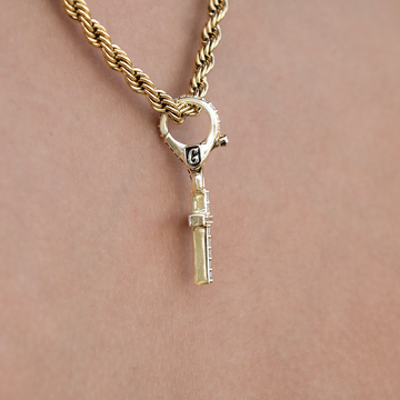 Iced Micro Cross Clip On Charm Pendant in Yellow Gold