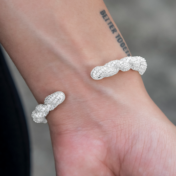 Diamond Rope Cuff Bracelet in White Gold- 6mm