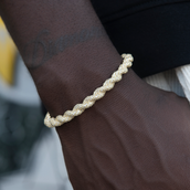 Pulsera rígida Diamond Rope de oro amarillo - 6mm