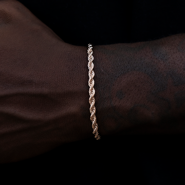 Pulsera de cuerda de oro rosa - 4 mm
