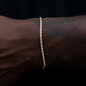 Pulsera de Cuerda en Oro Rosa - 2mm
