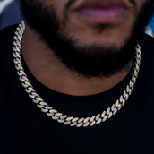 GLD Diamond Cuban Link Chain in Yellow/Rose/White Gold- 12mm