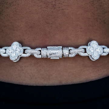 Cadena Diamond Ball Clover Mariner en oro blanco - 10 mm
