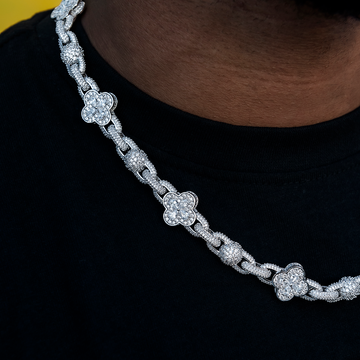 Cadena Diamond Ball Clover Mariner en oro blanco - 10 mm