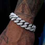 GLD Diamond Cuban Link Bracelet in White Gold- 19mm