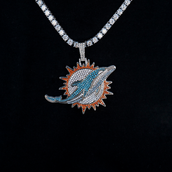 Colgante grande con el logo de los Miami Dolphins - Oro blanco