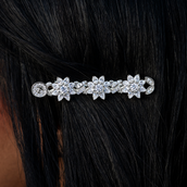 Pinza de pelo Flor de Diamantes en Oro Blanco - 7mm