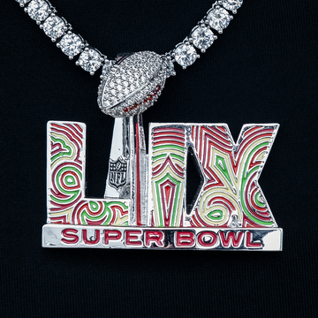 Colgante del logo de la Super Bowl LIX - Oro blanco